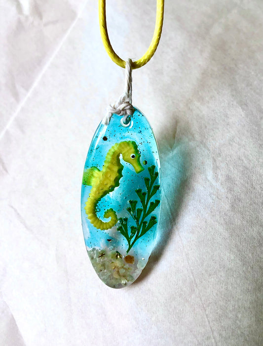 Seahorse necklace oval shape