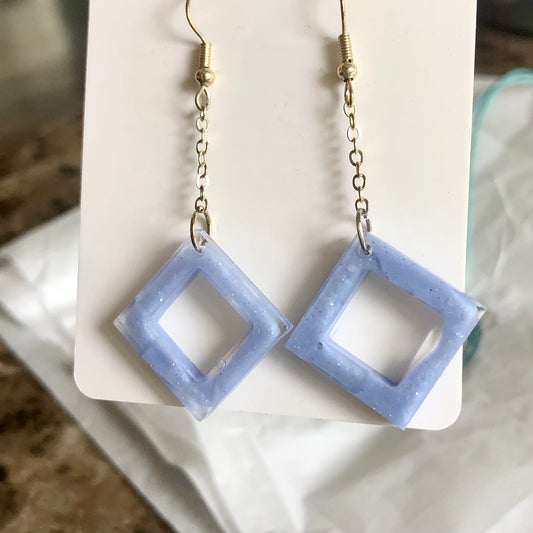 Periwinkle square silver earrings