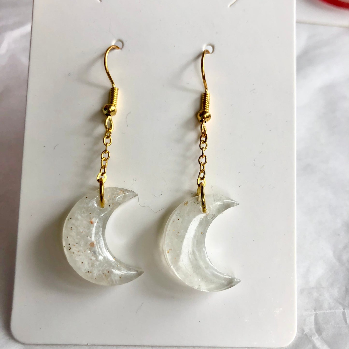 Milky white moons 🌙 with gold. Small size.