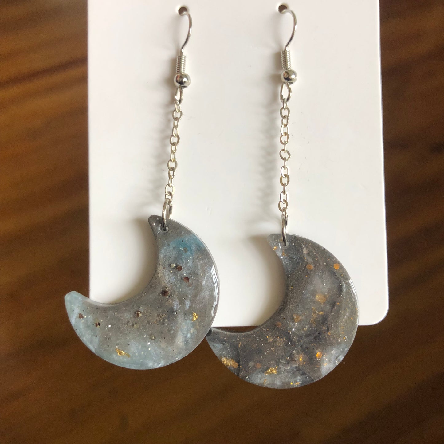 Stunning Stormy day 🌙 moons. Gray blue and silver. Medium size.