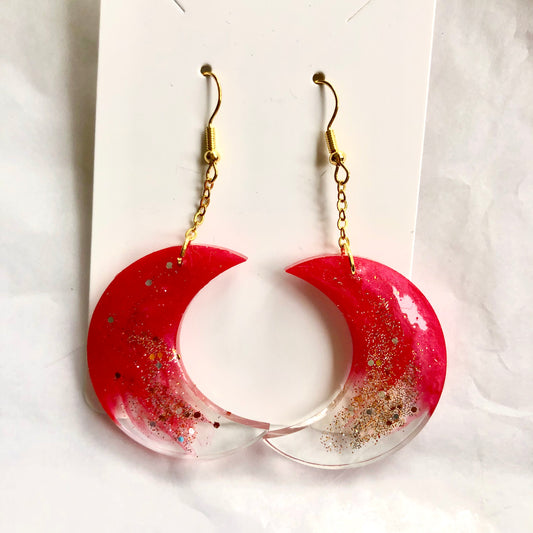 Raspberry 🌙 moon with clear and gold. Large size.
