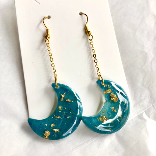 Teal and gold crescent 🌙 medium size