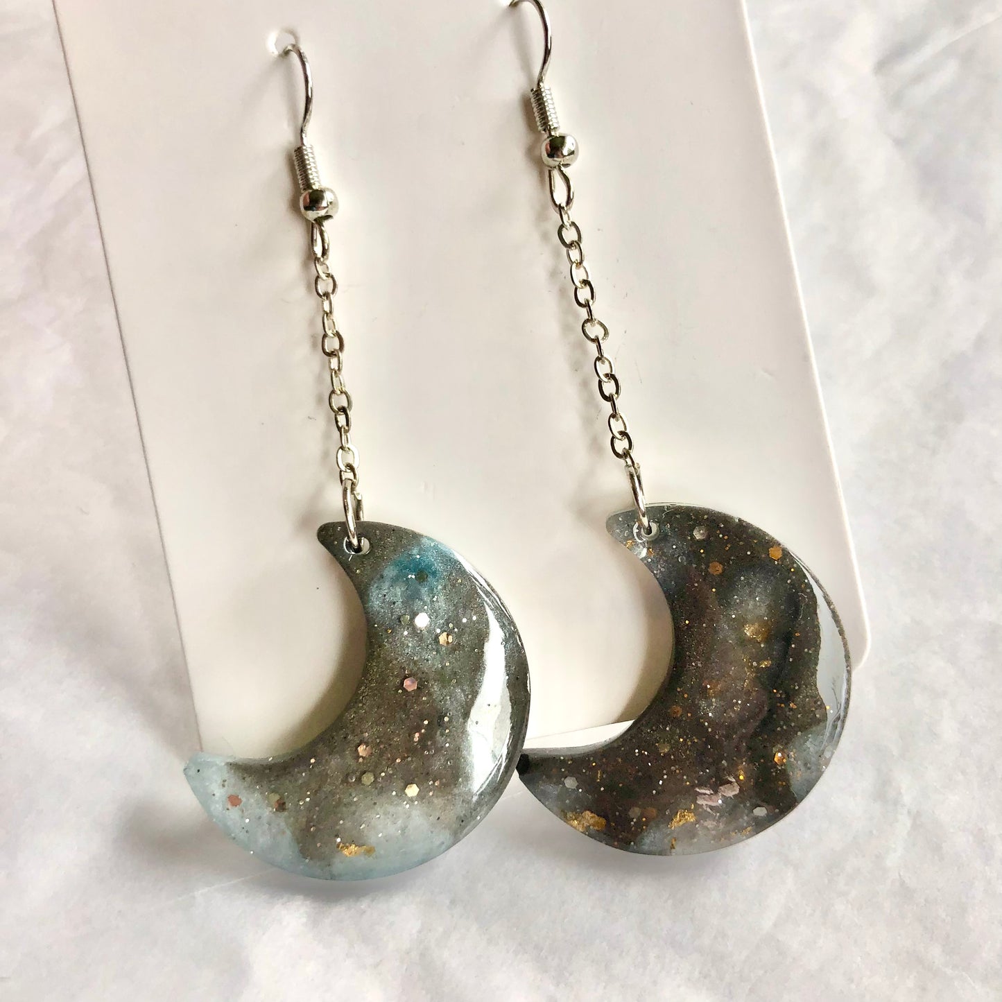Stunning Stormy day 🌙 moons. Gray blue and silver. Medium size.